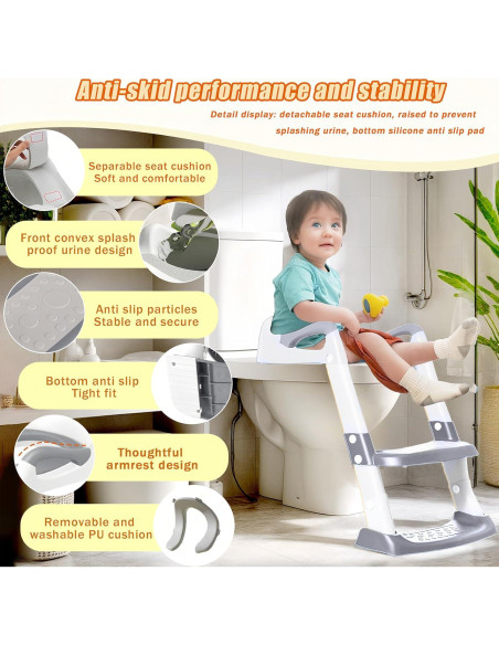 Asiento de Entrenamiento para Baño Effidula Gris Blanco 2 en 1