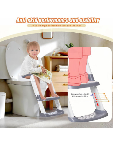 Asiento de Entrenamiento para Baño Effidula Gris Blanco 2 en 1