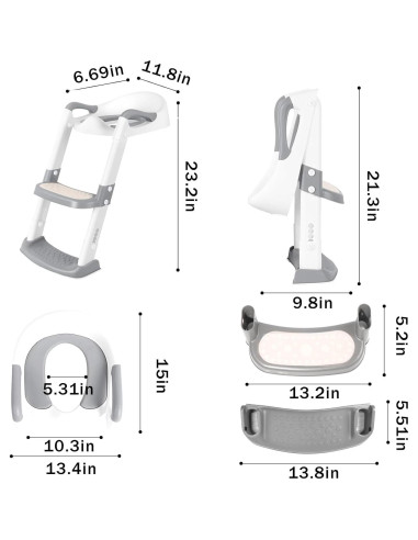 Asiento de Entrenamiento para Baño Effidula Gris Blanco 2 en 1