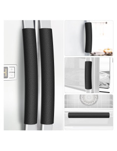 Cubiertas de Manijas de Refrigerador Metonsto 5 Piezas Cuero Negro