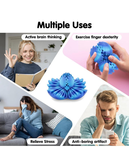 Bola de Engranaje Antiestrés 3D Minleway Azul Aurora 5.8 cm