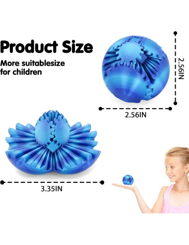 Bola de Engranaje Antiestrés 3D Minleway Azul Aurora 5.8 cm