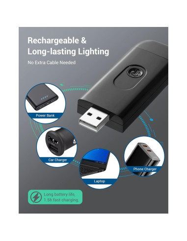 Luz de Libro Recargable DEWENWILS LED Ajustable Negra