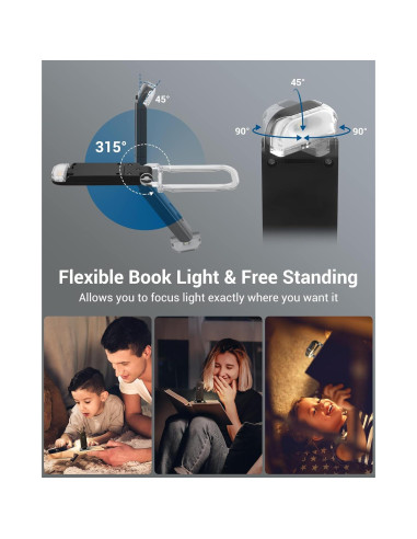 Luz de Libro Recargable DEWENWILS LED Ajustable Negra