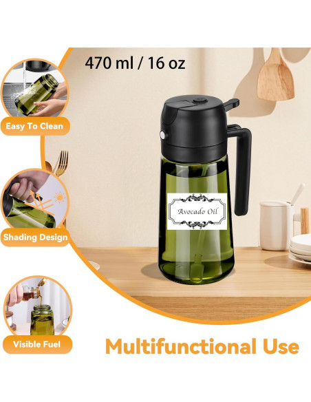 Rociador de Aceite RFetomax 470ml Verde con Etiquetas