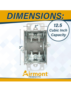 Caja Eléctrica Metálica Airmont 1-Gang 6.35 cm Profunda 2