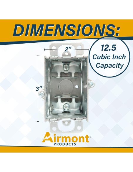 Caja Eléctrica Metálica Airmont 1-Gang 6.35 cm Profunda