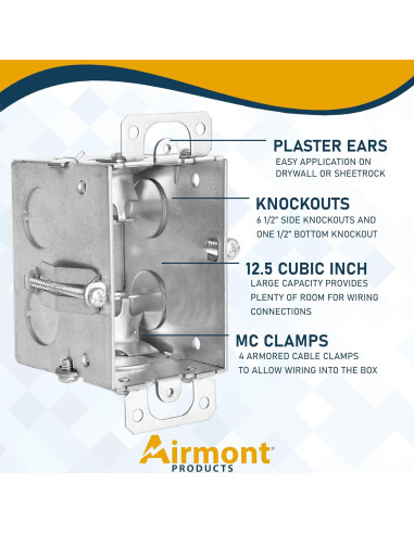 Caja Eléctrica Metálica Airmont 1-Gang 6.35 cm Profunda