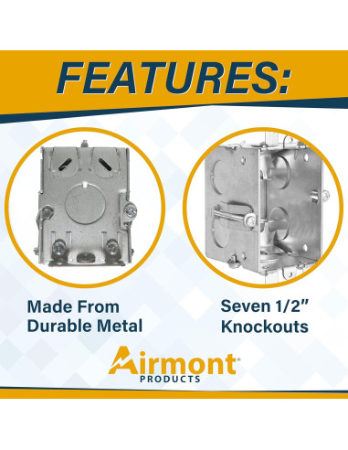Caja Eléctrica Metálica Airmont 1-Gang 6.35 cm Profunda