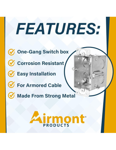 Caja Eléctrica Metálica Airmont 1-Gang 6.35 cm Profunda