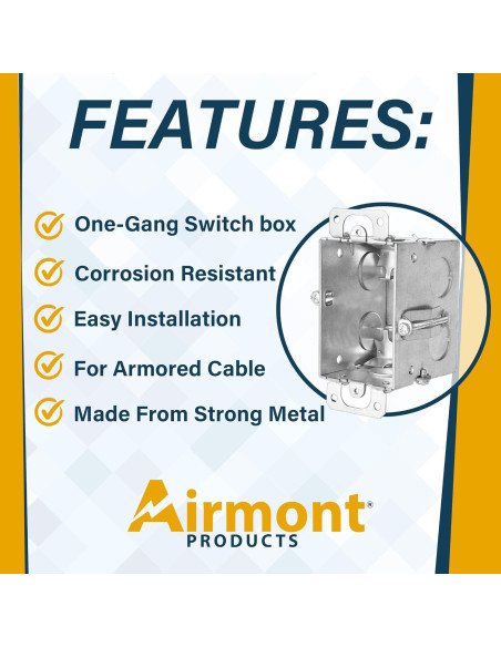 Caja Eléctrica Metálica Airmont 1-Gang 6.35 cm Profunda
