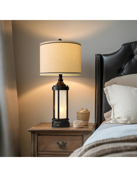 Juego de 2 Lámparas de Mesa G-SAFAVA 63.5 cm con USB Negra