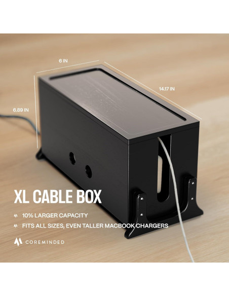 Caja de Gestión de Cables Extra Grande COREMINDED - Madera Acacia Caja de Gestión de Cables Extra Grande COREMINDED - Madera Acacia