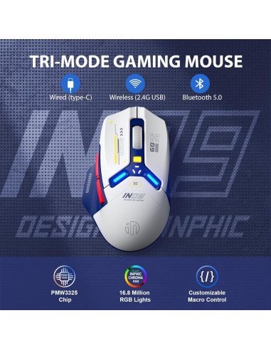 Ratón Gaming Inalámbrico INPHIC IN9 RGB 10000 DPI Ergonómico