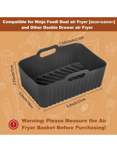 Forros de Silicona Reutilizables CEGOUT para Freidora Ninja DZ201