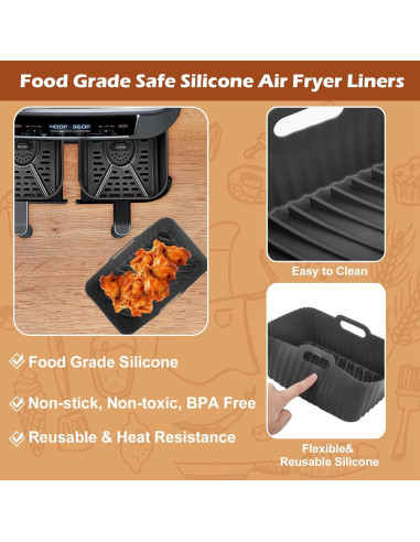 Forros de Silicona Reutilizables CEGOUT para Freidora Ninja DZ201