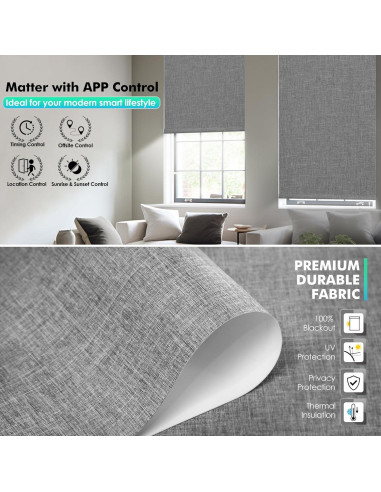 Persianas Motorizadas MUSCLEAREA 50.8x182.9 cm Gris Blackout