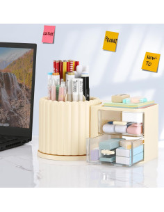 Organizador de Escritorio LETURE Rotativo con 2 Cajones Crema 2