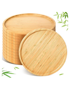 Bandeja Redonda de Bambú 30 cm - 12 Piezas Meanplan