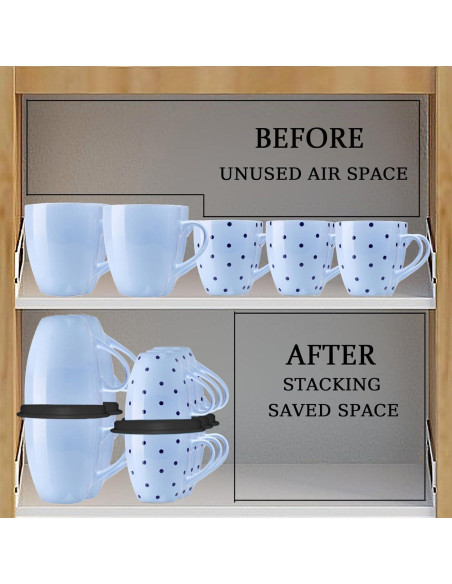 Organizador apilable de tazas YUHUANGS - 3 Pcs Negro