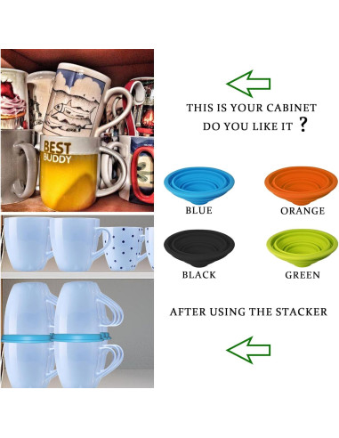 Organizador apilable de tazas YUHUANGS - 3 Pcs Negro