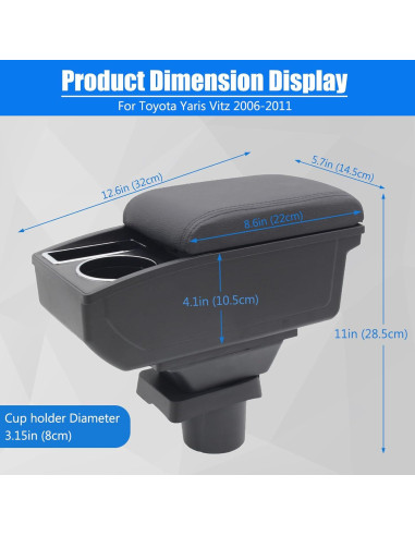 Caja de Apoyabrazos para Auto YJYWZH Toyota Yaris 2006-2011