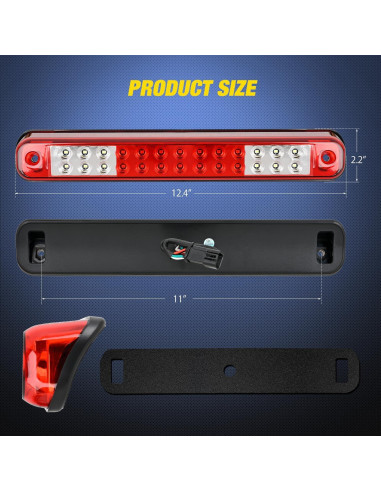 Luz de Freno LED Nilight Rojo para Chevy GMC C/K 1988-2000