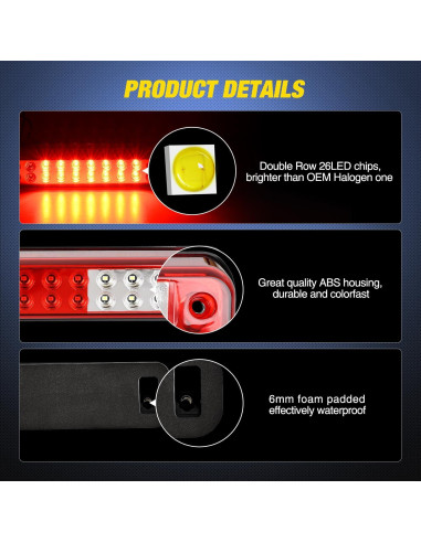 Luz de Freno LED Nilight Rojo para Chevy GMC C/K 1988-2000
