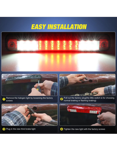 Luz de Freno LED Nilight Rojo para Chevy GMC C/K 1988-2000