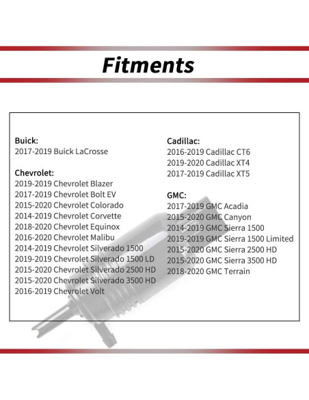 Bomba de Lavaparabrisas OTUAYAUTO para Chevy/GMC/Buick/Cadillac