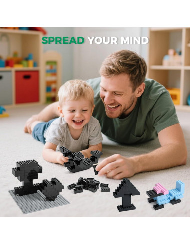 500 Ladrillos de Construcción 2x4 HUIZDQ + Base Placa Gris