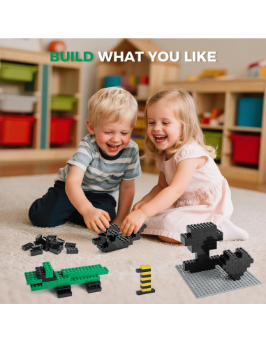 500 Ladrillos de Construcción 2x4 HUIZDQ + Base Placa Gris