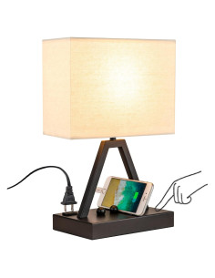 Lámpara de Mesa Táctil Briever con USB y Soporte para Teléfono