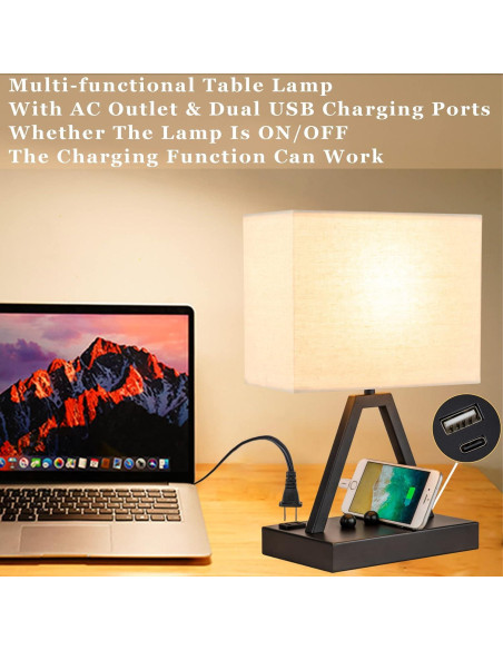 Lámpara de Mesa Táctil Briever con USB y Soporte para Teléfono Lámpara de Mesa Táctil Briever con USB y Soporte para Teléfono