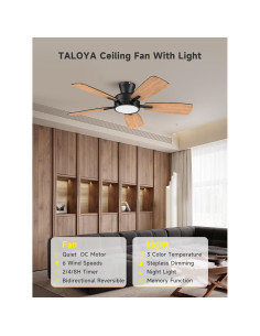 Ventilador de Techo TALOYA 46" con Luz LED y Control Remoto 2