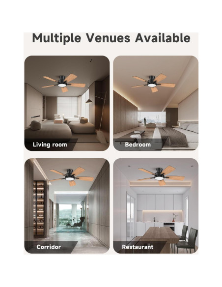 Ventilador de Techo TALOYA 46" con Luz LED y Control Remoto