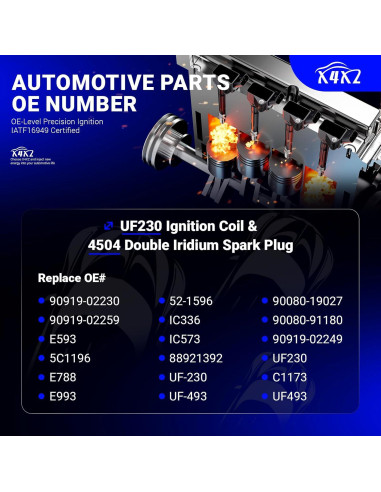 Bobina de encendido X4XZ UF230 + Bujía Iridio Doble 4504