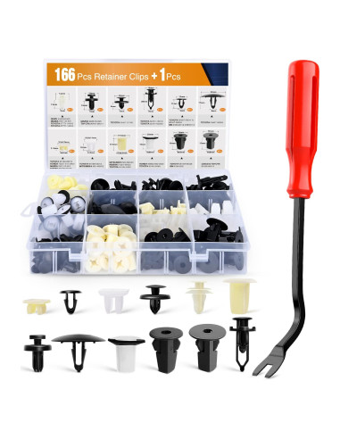 GOOACC 166 Pcs Clips de Retención y Grommets de Tornillo