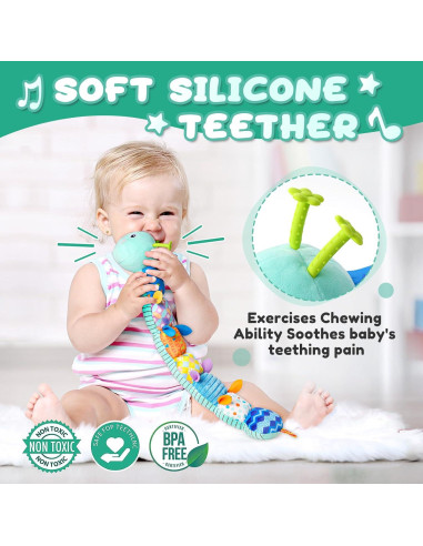 Juguete Musical Suave para Bebés AWOTOY Oruga Azul 0-12 Meses