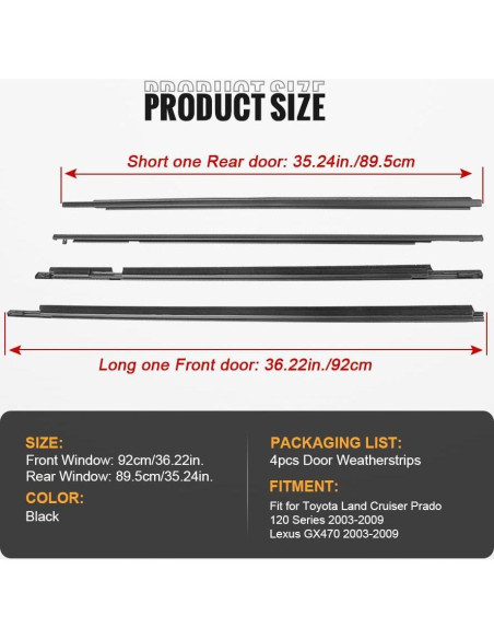 Sellos de Moldura de Ventana GZYF para Toyota Prado 2003-2009