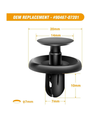 GOOACC 100 Clips Sujetadores Tipo Empuje para Toyota y Lexus