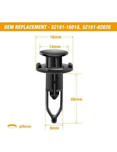 GOOACC 100 Clips Sujetadores Tipo Empuje para Toyota y Lexus