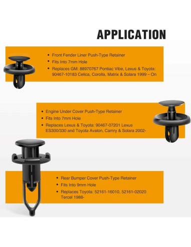 GOOACC 100 Clips Sujetadores Tipo Empuje para Toyota y Lexus