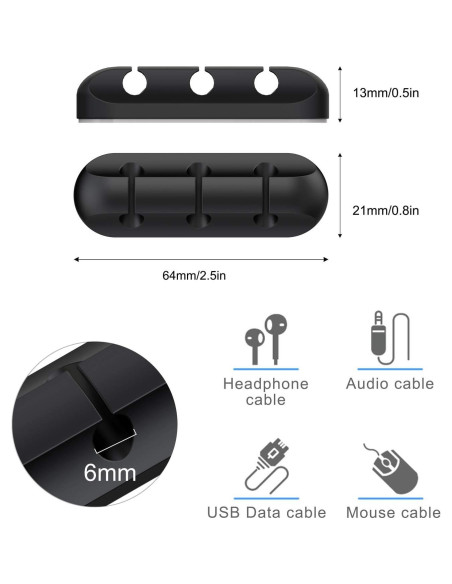 SOULWIT Clips Sujetacables Autoadhesivos Silicona - 3 Piezas