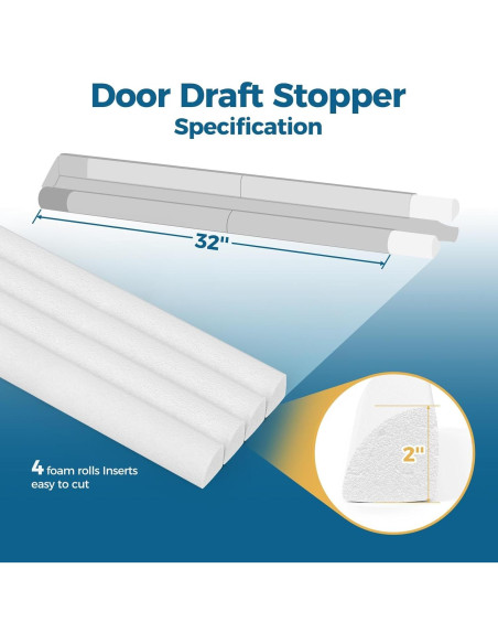 2 Tapones de Corrientes de Aire Augblinds 81 cm Ajustables Gris
