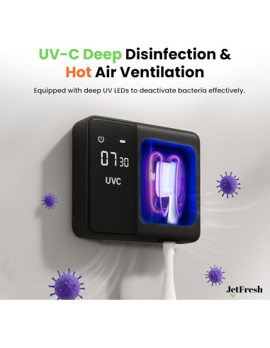 Soporte desinfectante de cepillos de dientes UV JetFresh con pantalla LED