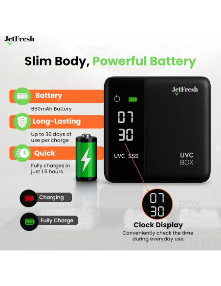 Soporte desinfectante de cepillos de dientes UV JetFresh con pantalla LED