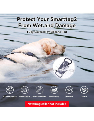 Soporte para Collar de Perro SkyArmor para Galaxy Smarttag2 - Funda Silicona Impermeable