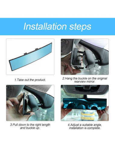 Espejo Retrovisor de Coche 8sanlione 30x7.37 cm Antideslumbrante