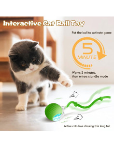 Bola Interactiva para Gatos Peppy Pet - Juguete Automático Verde 2